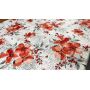 OBRUS CERATA GRUBA NA METRY WYMIAR KWIATY CZERWONE NA SZAREJ KRATCE