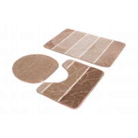 Turecki komplet łazienkowy dywaniki 3 częściowy BEŻ PASY