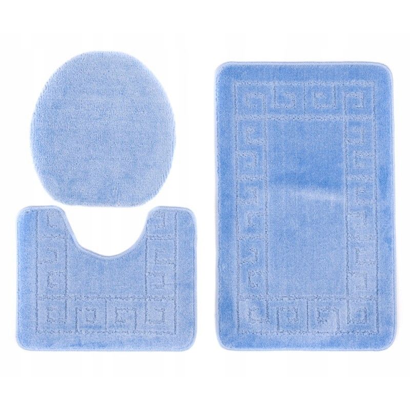 Turecki komplet łazienkowy dywanik 3 częściowy niebieski