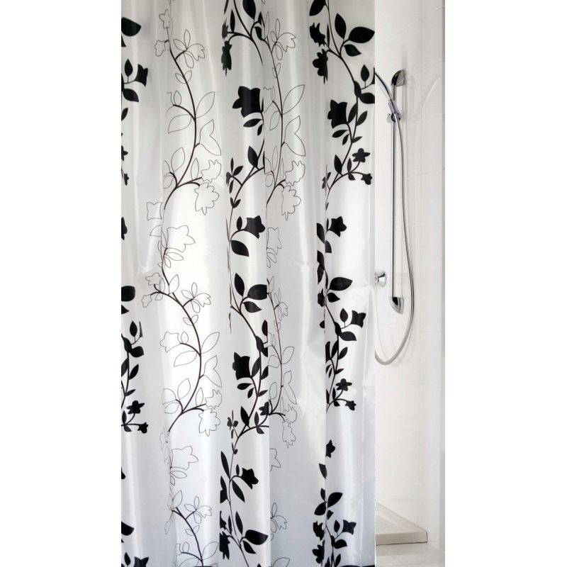 GRUBA ZASŁONA PRYSZNICOWA BIAŁA CZARNA 180x180