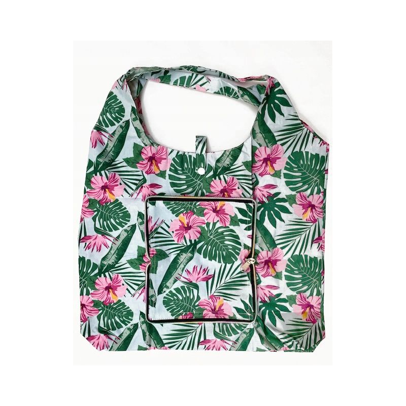 TORBA SKŁADANA EKO PORTFEL NA ZAKUPY TURKUS KWIAT RÓŻ