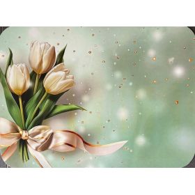 PODKŁADKA MATA LAMINOWANA NA STÓŁ Tulipany Turkus