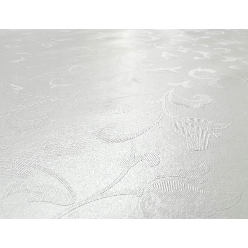 OBRUS CERATA GRUBA NA METRY BIAŁA Tłoczone Listki