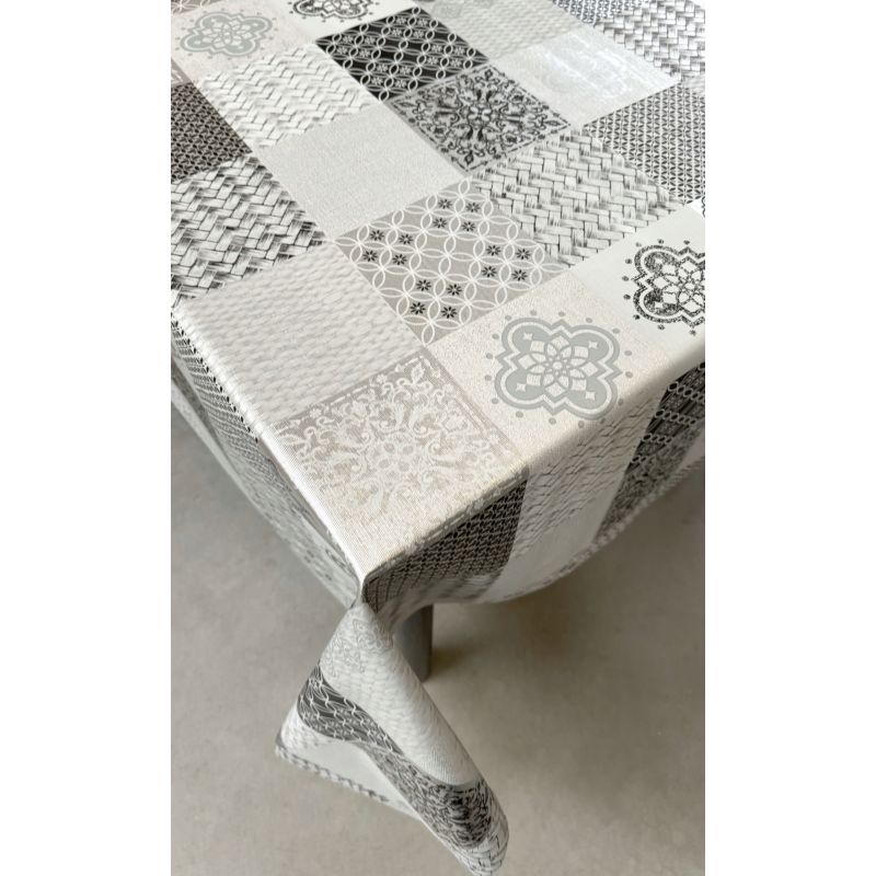 OBRUS CERATA CZARNO SREBRNA wzory GRUBA NA METRY