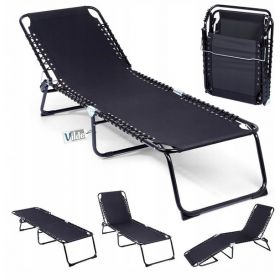 Leżak ogrodowy rozkładany czarny trzy pozycje w tym na płasko do 110kg