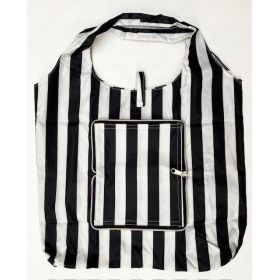 TORBA SKŁADANA EKO PORTFEL ZAKUPY PASY CZARNO BIAŁ