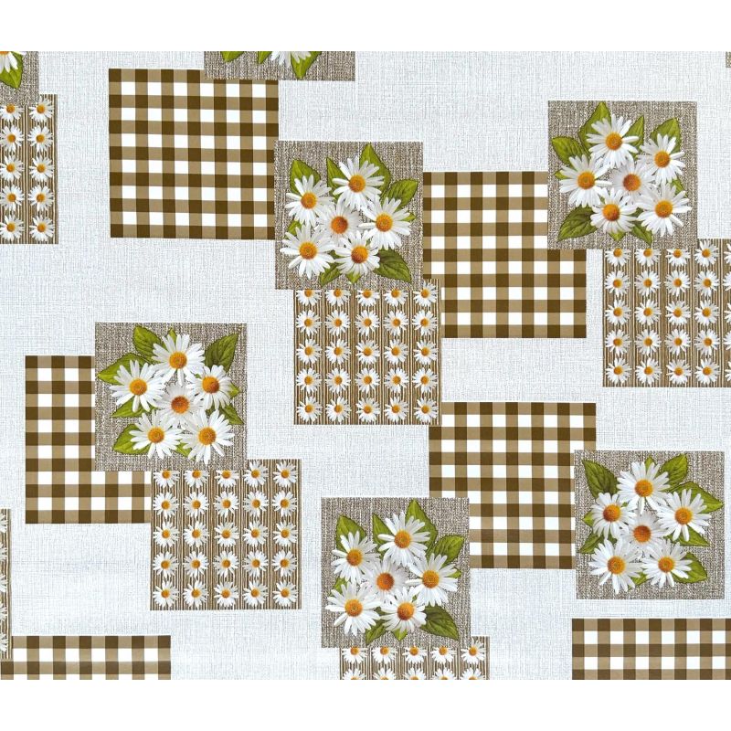 OBRUS CERATA GRUBA NA METRY STOKROTKI BRĄZ KRATKA