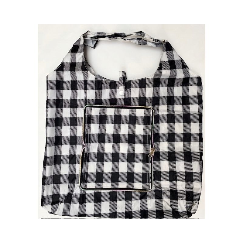 TORBA SKŁADANA EKO PORTFEL NA ZAKUPY CZARNA KRATA