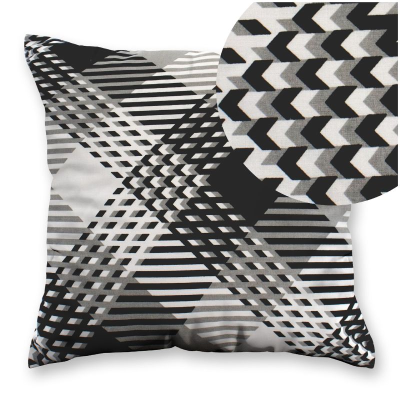 Poszewka na Poduszkę BAWEŁNA 40x40 SIWA BIAŁA CZARNA geometryczny wzór
