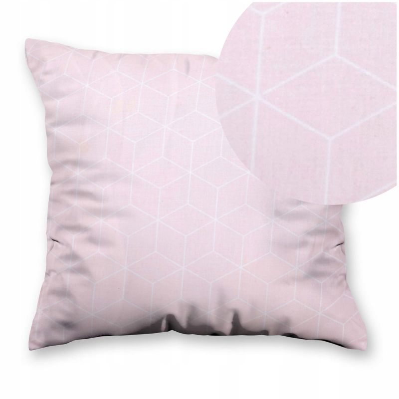 Poszewka na Poduszkę BAWEŁNA 40x40 RÓŻOWA geometryczny wzór romby