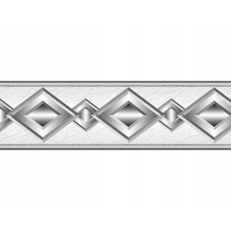 PASEK OZDOBNY DEKORACYJNY BORDER SAMOPRZYLEPNY 58 SREBNE ROMBY