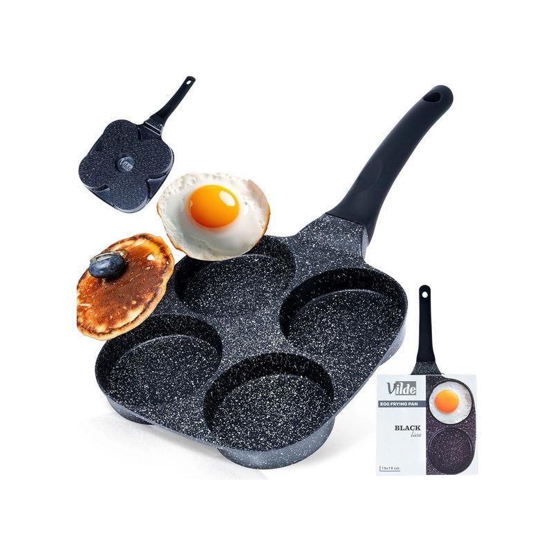 Patelnia do jajek placuszków granitowa 4 otwory BLACK LINE 19 cm