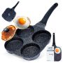 Patelnia do jajek placuszków granitowa 4 otwory BLACK LINE 19 cm