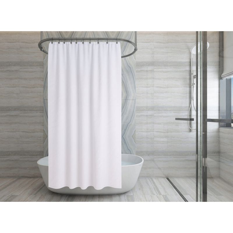 GRUBA ZASŁONA PRYSZNICOWA POLIESTROWA 180cm x 180 BIAŁE KROPKI