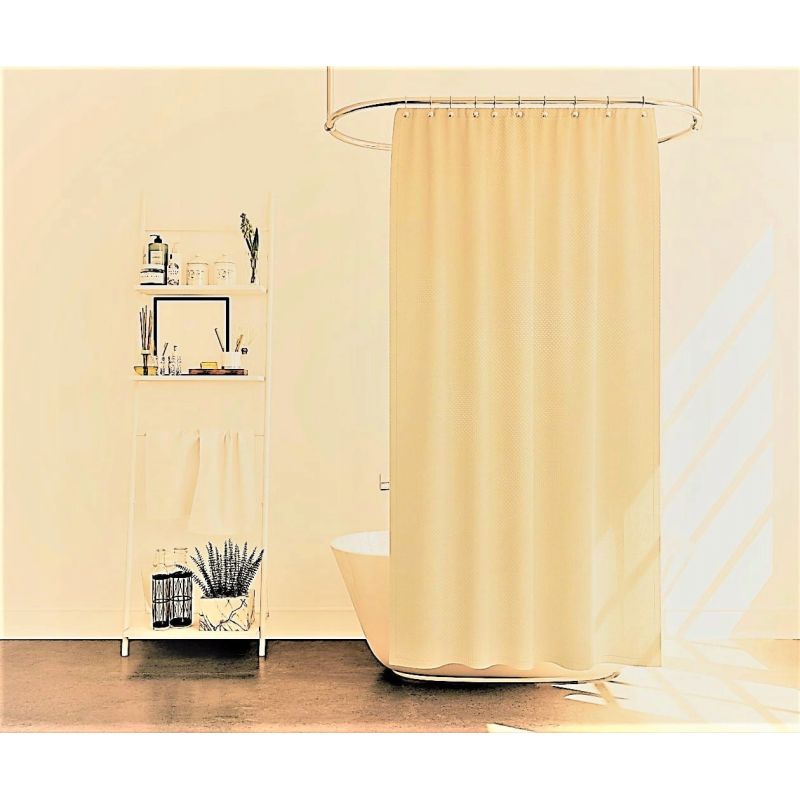 GRUBA ZASŁONA PRYSZNICOWA POLIESTROWA 180cm x 180 ŻÓŁTE KROPKI