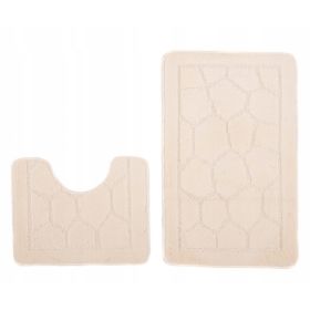 Turecki komplet łazienkowy dywanik 2 częściowy kremowy antypoślizgowy
