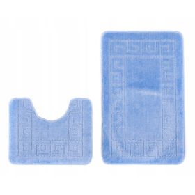 Turecki komplet łazienkowy dywanik 2 częściowy niebieski antypoślizgowy
