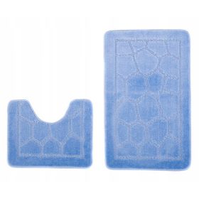 Turecki komplet łazienkowy dywaniki 2 częściowe niebieskie antypoślizgowe