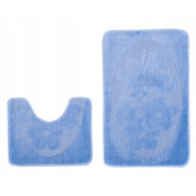 Turecki komplet łazienkowy dywanik 2 częściowy niebieski antypoślizgowe