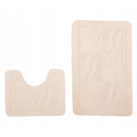 Turecki komplet łazienkowy dywanik 2 częściowy kremowy