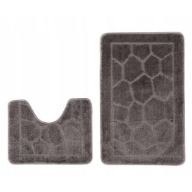 Turecki komplet łazienkowy dywanik 2 częściowy ciemno SZARY antracyt