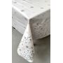OBRUS CERATA BIAŁA SREBRNE KWIATKI + WZÓR GRUBA NA METRY
