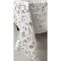 OBRUS CERATA BIAŁA SREBRNE KWIATKI GRUBA NA METRY