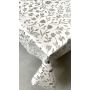 OBRUS CERATA BIAŁA SREBRNE KWIATKI GRUBA NA METRY