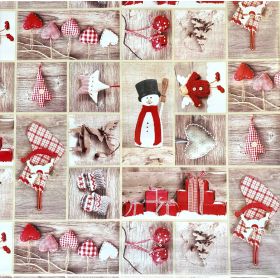 OBRUS CERATA GRUBA NA METRY BRĄZ BEŻ WZORY ŚWIĄTECZNE ZIMOWE