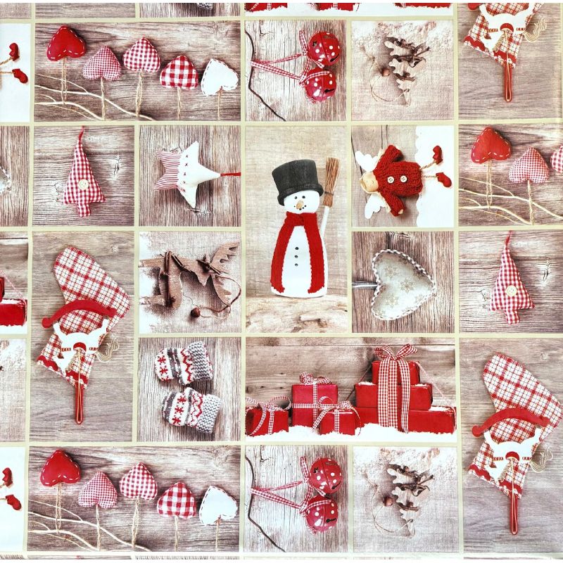 OBRUS CERATA GRUBA NA METRY BRĄZ BEŻ WZORY ŚWIĄTECZNE ZIMOWE