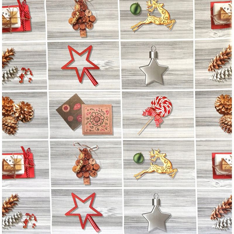 OBRUS CERATA GRUBA NA METRY SZARA WZORY ŚWIĄTECZNE ZIMOWE