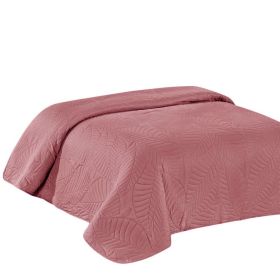 Narzuta na łóżko Nicole RÓŻ 170x210cm Tłoczona Liście RÓŻOWA