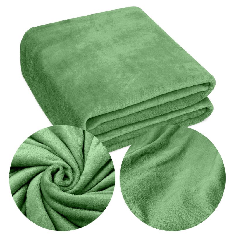 Koc narzuta Mikrofibra 200x220 miękki LEKKI ciepły ZIELONY Jednokolorowy