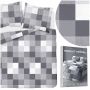 Komplet pościeli kwadraty 200x220 + 2 poszewki 70x80 POŚCIEL szara KRATKA
