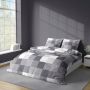 Komplet pościeli kwadraty 200x220 + 2 poszewki 70x80 POŚCIEL szara KRATKA
