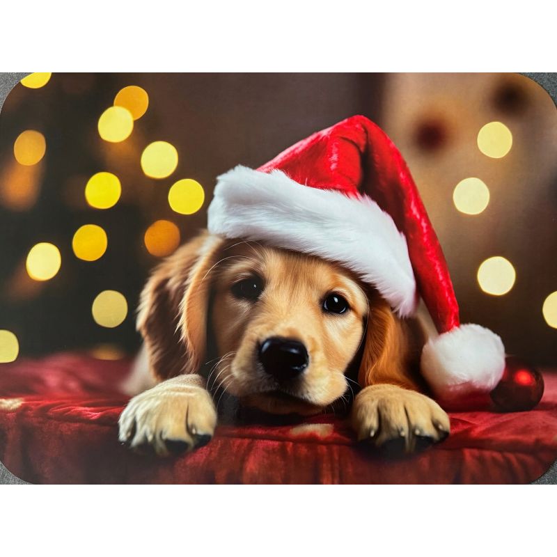 PODKŁADKA MATA LAMINOWANA NA STÓŁ BOŻE NARODZENIE ŚWIĄTECZNY PIES MIKOŁAJ