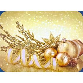 PODKŁADKA MATA LAMINOWANA NA STÓŁ BOŻE NARODZENIE ZŁOTE BOMBKI