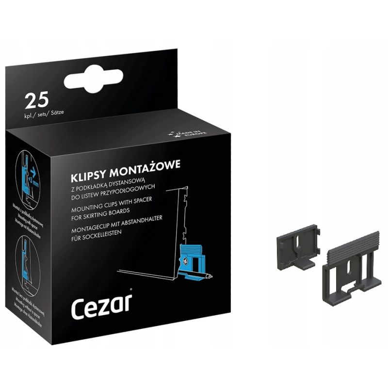 Listwa przypodłogowa MASTERLINE klipsy montażowe z dystansem 25 szt Cezar