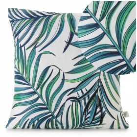 Poszewka 40 x 40 Dekoracyjna Mikrofibra Biała Liście Palmy