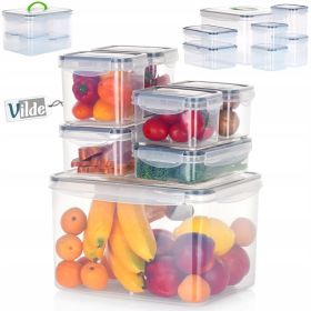 Pojemniki na żywność z pokrywką i uszczelką BOX 7szt do mikrofali lodówki
