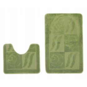 Turecki komplet łazienkowy dywanik 2 częściowy zielony FALE