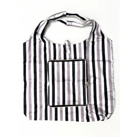 TORBA SKŁADANA EKO PORTFEL NA ZAKUPY CZARNO SZARO BIAŁE PASY