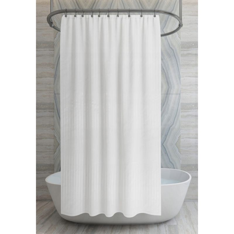 GRUBA ZASŁONA PRYSZNICOWA POLIESTROWA 180cm x 180 BIAŁE PASY