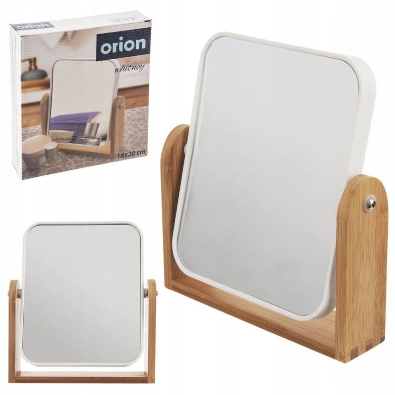 Lusterko kosmetyczne podwójne WHITNEY 18x20 cm do makijażu Białe dwustronne