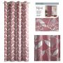 Zasłona 140 x 250 Dekoracyjna przelotkach brudny RÓŻ srebrne kwiaty