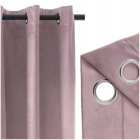 Zasłona 140 x 250 Dekoracyjna Velvetowa Giorgia na przelotkach PUDROWY RÓŻ