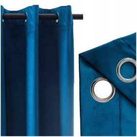 Zasłona 140 x 250 Dekoracyjna Velvetowa Giorgia na przelotkach GRANATOWA