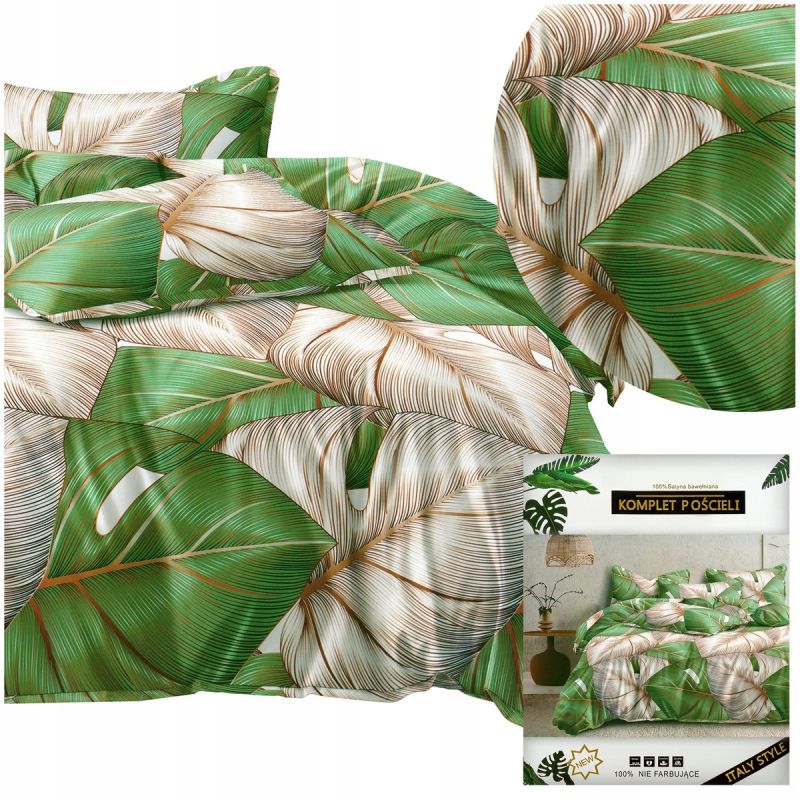 Komplet pościeli 160 x 200 + 2 poszewki POŚCIEL DUŻE kolorowe LIŚCIE 3cz.