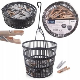 Wytrzymałe Klamerki 8cm na pranie w składanym koszyku 50 szt. komplet