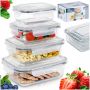 Pojemniki na żywność z pokrywką i uszczelką 4szt do mikrofali lodówki SZKŁO
